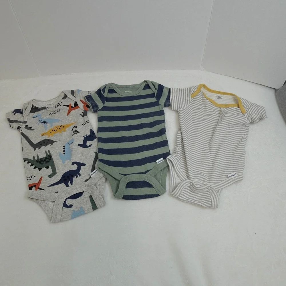 Gerber Gymboree Baby Bodysuit Lot 10pc Kids 0-3M Multi Excellent Dino Stripes